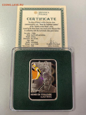 1дол 2008 Ниуэ Анри де Тулуз - Лотрек, Ag925, до 25.12 - Ю Худож.кв Лотрек-2