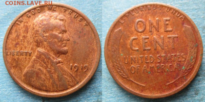 США 1 цент 1919  до 29-12-25 в 22:00 - США 1 цент 1919    12971
