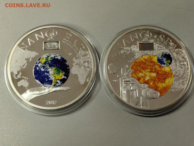 10дол 2012-13гг О-ва Кука, Нано Земля и Космос (2шт), Ag925 - ЯЯ Нано земля космос-2