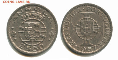 Португальская Ангола 2,5 эскудо 1967 22.00 мск 26.12.2925 - ангола 2 5 эскудо 1967