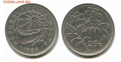 Мальта 25 центов 1986, 22.00 мск 26.12.2925 года - мальта 25 центов 1986