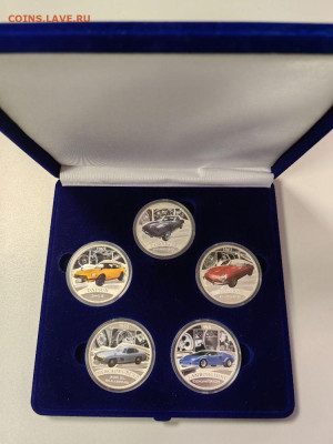 1 доллар 2006 Тувалу. Автомобили мира (5шт), Ag999, до 02.01 - ЯЯ Авто мира футляр- 1