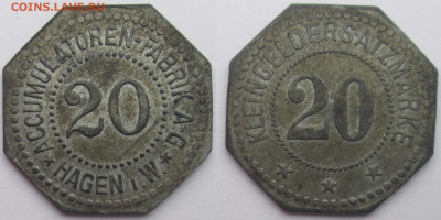 Частные выпуски нотгельдов Германии. Обзорная тема. - 20 пф. Аккумуляторная фабрика «ACCUMULATOREN-FABRIK A.-G. HAGEN i.W.», Хаген.JPG