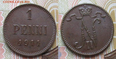 Финляндия 1 пенни 1911 до 08-01-26 в 22:00 - Финляндия 1 пенни 1911    259-ак11-15132