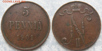 Финляндия 5 пенни 1901 до 08-01-26 в 22:00 - Финляндия 5 пенни 1901    190-ак6-4417