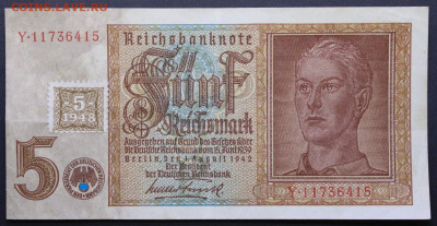 ГЕРМАНИЯ ГДР 5 марок 1948 г. ( Рейх1942) до 14,01,26 22-00 - 349594152.0