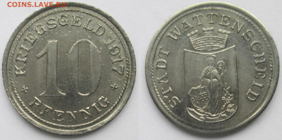 Нотгельды Германии. Обзорная тема. - 10 пф. 1917г. Ваттеншайд цинк.JPG