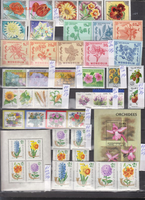 марки мира цветы 1 чистые  по фиксу - 8-0