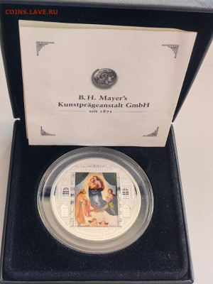 20дол 2009 О-ва Кука Сикстинская мадонна. Рафаэль, Ag999 - Х 2009 Сикстинская-2