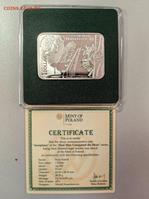 1 доллар 2011 Ниуэ, Самолет Братья Райт, Ag925, до 19.01 - Ю Небо-Братья Райт-2