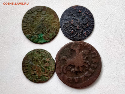 Копейка 1715 нд; полушка 1704, 1707, 1712 - 2