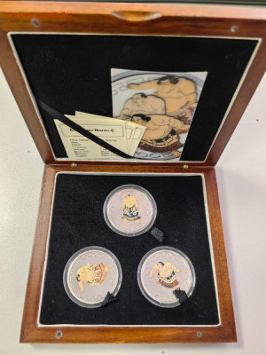 Монголия 500тугр 2005 Сумо (набор 3шт), Ag999, до 20.01 - ЯЯ Монголия Сумо- 1