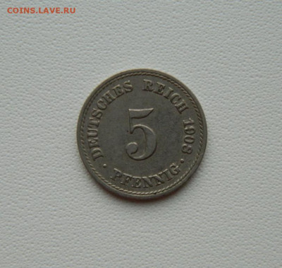 Германия 5 пфеннигов 1908 г. "А". С рубля! до 22.01.26 - DSCN0542.JPG
