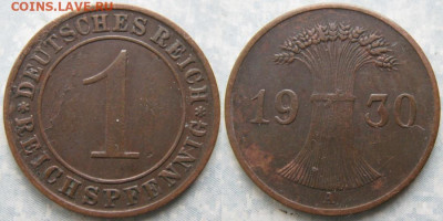 Германия 1 пфенниг 1930 A  до 25-01-26 в 22:00 - 23.49. -Германия 1 пфенниг 1930 A    180-к50-10149