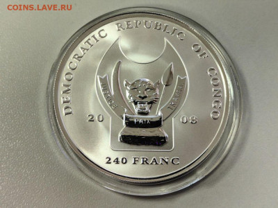 Конго 240 франков 2008 Буйвол Ag999, до 27.01 - Ю Афр.5-ка Буйвол-2