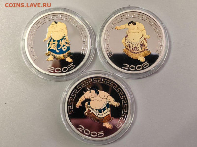Монголия 500тугр 2005 Сумо (набор 3шт), Ag999, до 27.01 - ЯЯ Монголия Сумо- 2