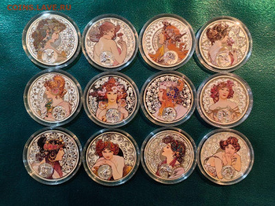 дол 2010-2011 Ниуэ Знаки Зодиака Альфонс Муха, Ag925(12шт) - ЯЯ Муха- 1