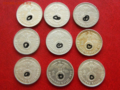 2 марки Гиндесбург. 1937-1939. 9 штук. - 2_marki_1937_gindenburg_serebro_9_shtuk_v_lote2