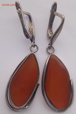 серьги серебро 925 проба янтарь - 1769009605496