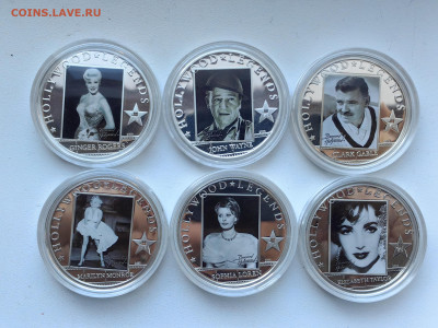 5дол 2010-11гг Острова Кука, Легенды Голливуда (6шт), Ag925 - ЯЯ Легенды Голливуда 6шт-1