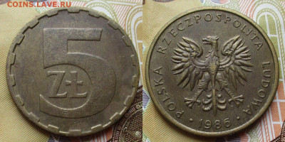 Польша 5 злотых 1986 до 30-01-26 в 22:00 - Польша 5 злотых 1986    240-к185-11492