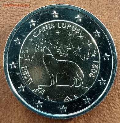 2 евро мешковая Эстония Волк 2021 - lu