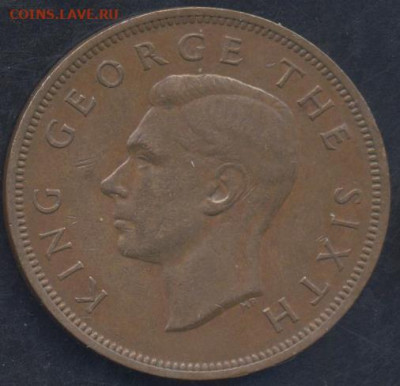 Новая Зеландия 1 пенни 1952 г.27.01.2026 г. 22 -00 МСК. - Н. Зеландия  пенни1