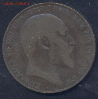 Британия 1 пенни 1907 г.27.01.2026 г. 22 -00 МСК. - пенни1