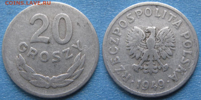 Польша 20 грошей 1949 (Al)   до 31-01-26 в 22:00 - Польша 20 грошей 1949 (Al)     177-к24-8228
