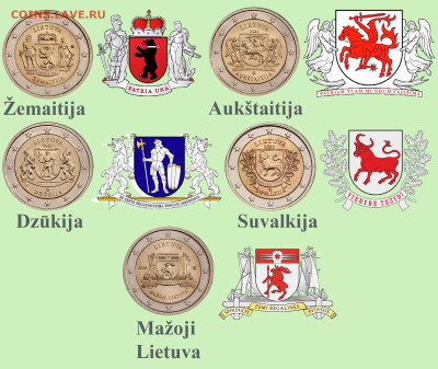 Галерея юбилейных монет 2 евро,всех стран Евро-зоны. - литва