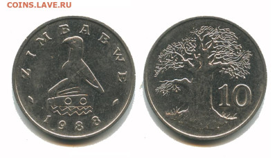 Зимбабве 10 центов 1988 до 22.00 мск 30.01.2026 года - зимбабве 10 центов 1988