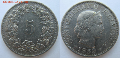Швейцария 5 раппен 1959 г. До 29.01.26 - Швейцария 5 раппенов 1959.JPG