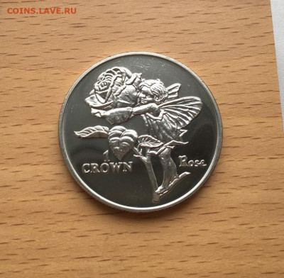 Шайба Остров Мэн 1 крона 1996 Цветочные феи Роза флора - krona_shajba_ostrov_men_1_krona_1996_cvetochnye_fei_roza_flora