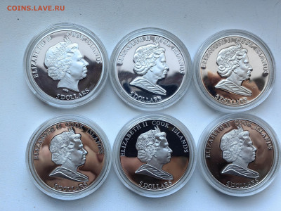 5дол 2010-11гг Острова Кука, Легенды Голливуда (6шт), Ag925 - ЯЯ Легенды Голливуда 6шт-2