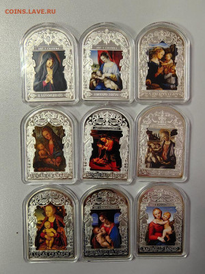 15динер 2011-14гг Андорра, Мадонны Ренессанса (9шт), Ag999 - ЯЯ Ренесанс набор -2