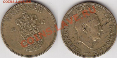 CuAl (Албронз) Дания 2 кроны 1947 1-й год чекана 04.03 22:00 - 1