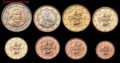 Галерея ходовых монет евро,всех стран Евро-зоны. - болгария