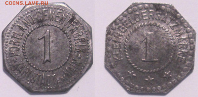 Частные выпуски нотгельдов Германии. Обзорная тема. - 1 пф. цементная фабрика Карлштадт-на-Майне.JPG