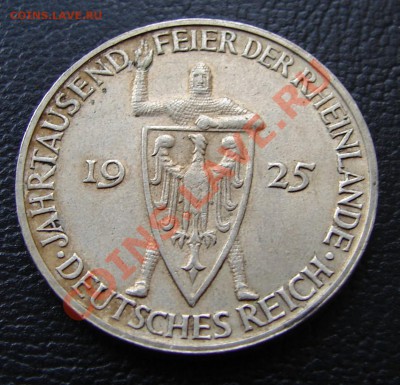 Серебро: крона, марки, талер - Германия 3м Веймар Рейнланд 1925 1