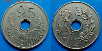 Дания - 25 эре 1968 года до 12.02 - Дания 25 эре, 1968   25