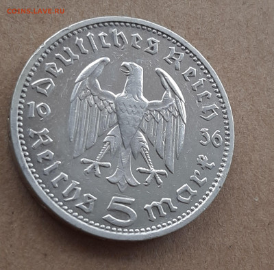 5 марок Гинденбург, 1936, двор D, серебро - 20260209_145719
