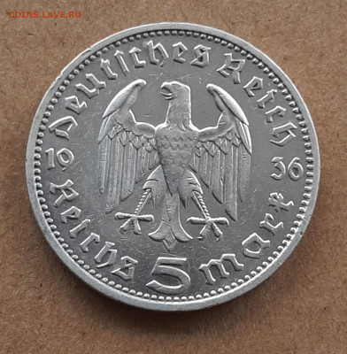 5 марок Гинденбург, 1936, двор D, серебро - 20260209_145705