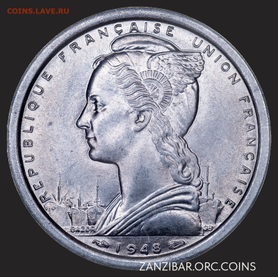 ЗАНИМАТЕЛЬНАЯ НУМИЗМАТИКА - Сен-Пьер и Микелон 2 франка, 1948-1