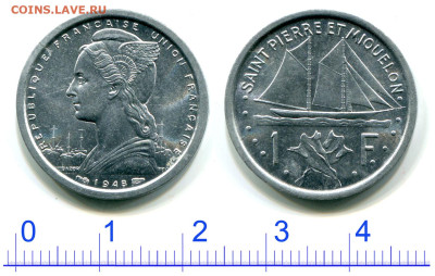 ЗАНИМАТЕЛЬНАЯ НУМИЗМАТИКА - Французский Сен-Пьер и Микелон 1 франк 1948