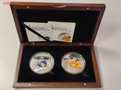 10дол 2012-13гг О-ва Кука, Нано Земля и Космос (2шт), Ag925 - ЯЯ Нано земля космос-1