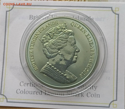 Виргинские острова 5 долларов 2016. Лимонная акула. Титан - 104