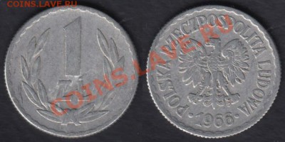 Польша 1 злотый 1966 до 01.03.2012 22-00 - Польша 1 злотый 1966