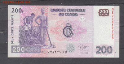 Конго 2022 200 франков пресс  до 19 02 - 289а