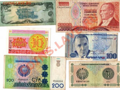 30 разных иностранных банкнот - 2170926951