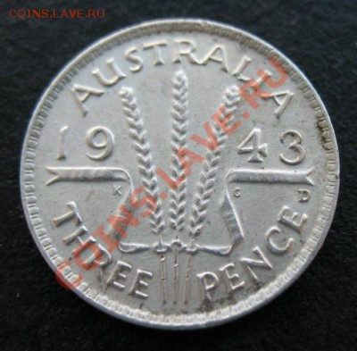1943 Австралия, 3 р, серебро, до 06.03 в 21-00 мск - 43 австрал